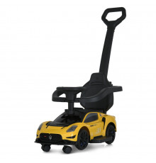 Дитяча каталка-толокар 2 в 1 M 5106-6 жовтий, з батьківською ручкою