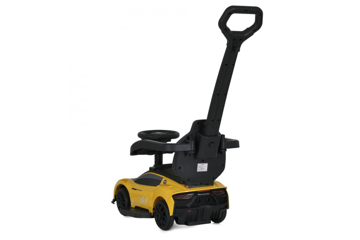 Детская каталка-толокар 2 в 1 M 5106-6 желтый, с родителькой ручкой