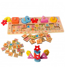 Развивающий набор первоклассника MD 2183 деревянный Геометрика/счеты