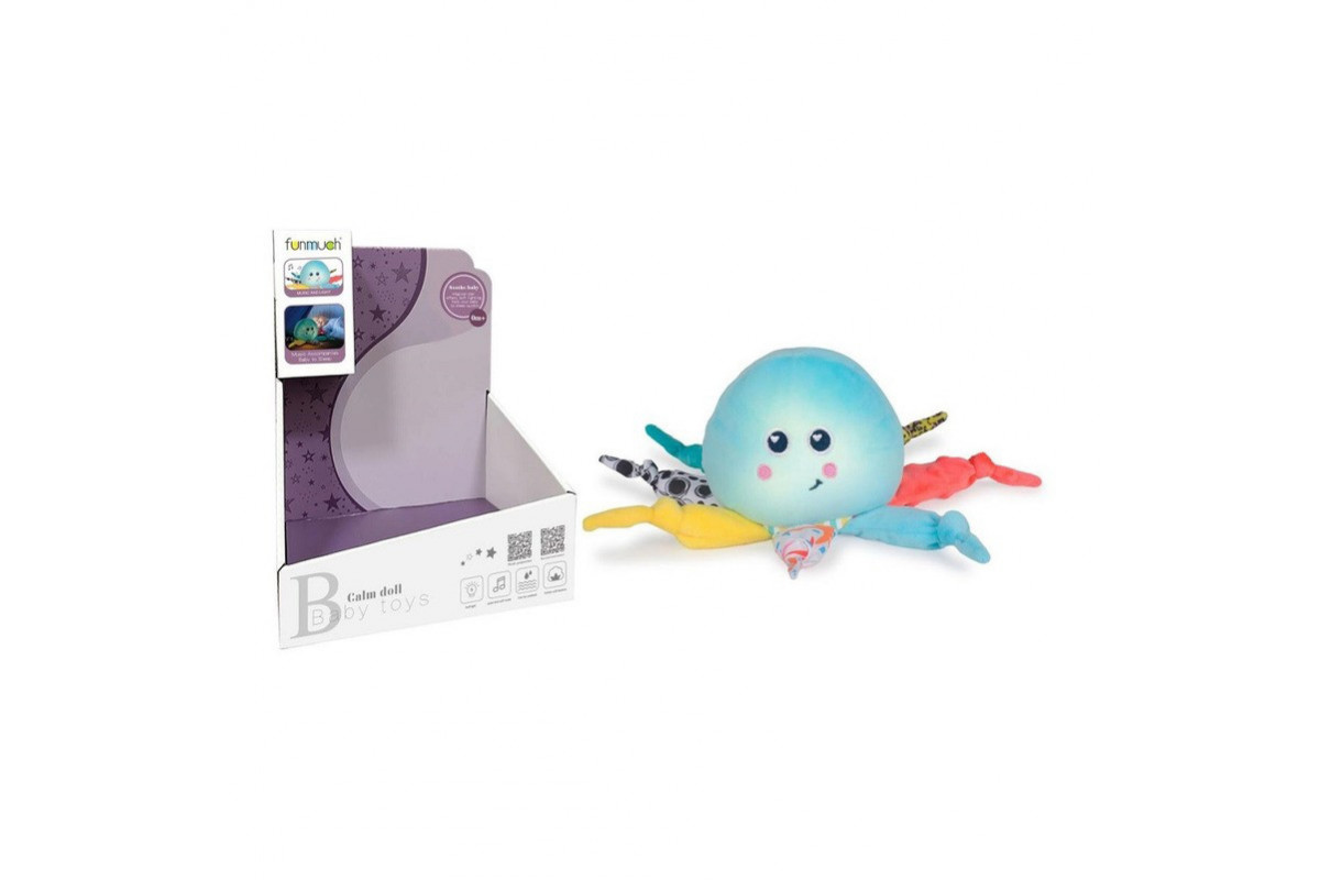 М'яка іграшка-нічник "Восьминіг" FM999-35 музика та світло, на батарейці 17х15х16 см