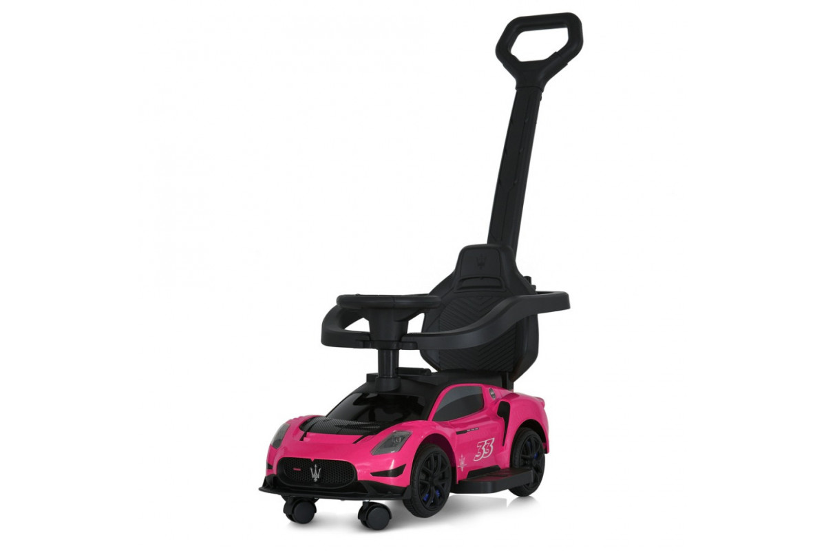 Детская каталка-толокар 2 в 1 M 5106-8 розовй, с родителькой ручкой