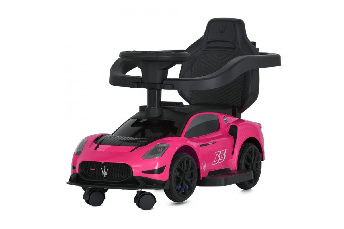 Детская каталка-толокар 2 в 1 M 5106-8 розовй, с родителькой ручкой