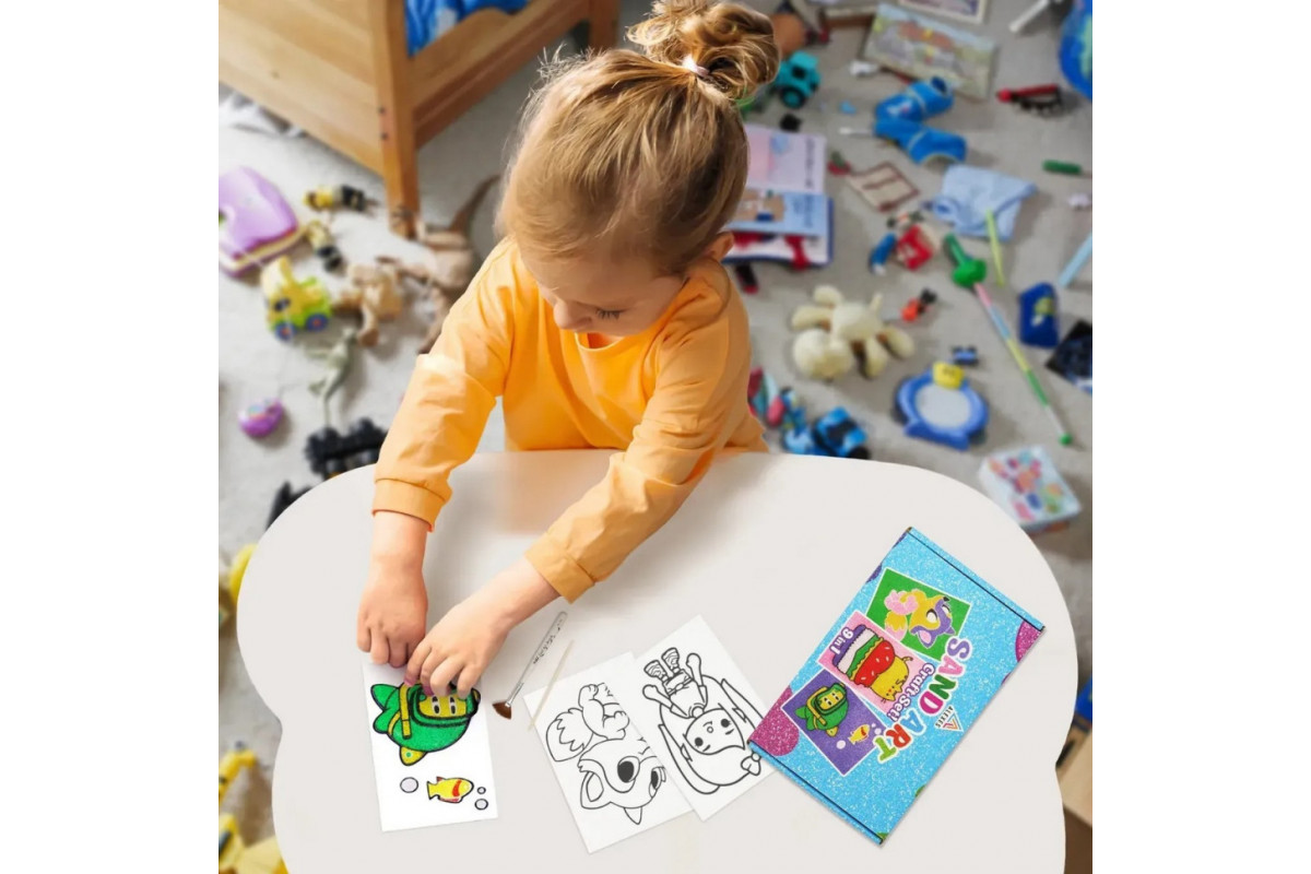 Детский набор для творчества картины из песка 9 в 1 KP-004 на картоне