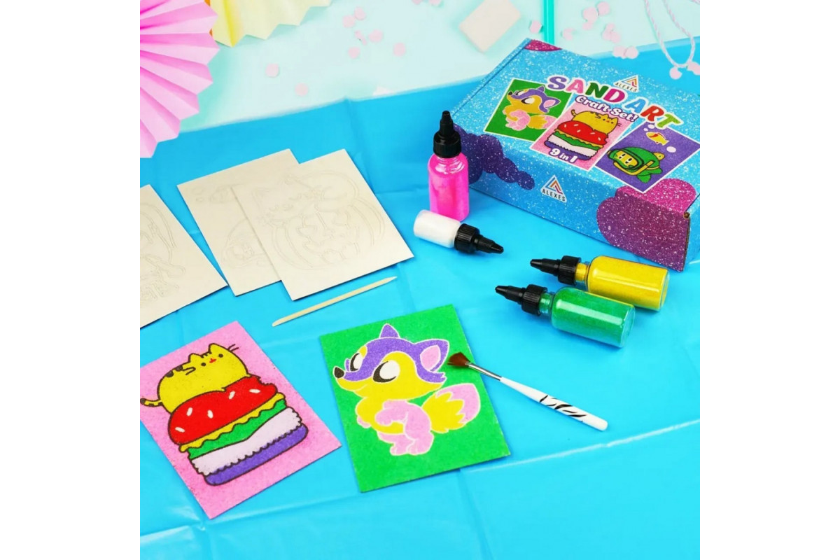 Детский набор для творчества картины из песка 9 в 1 KP-004 на картоне