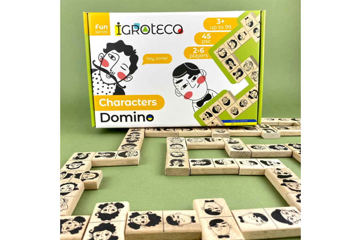 Настольная игра Домино "Персонажи" 900620 от 2 до 6 игроков 45 элементов