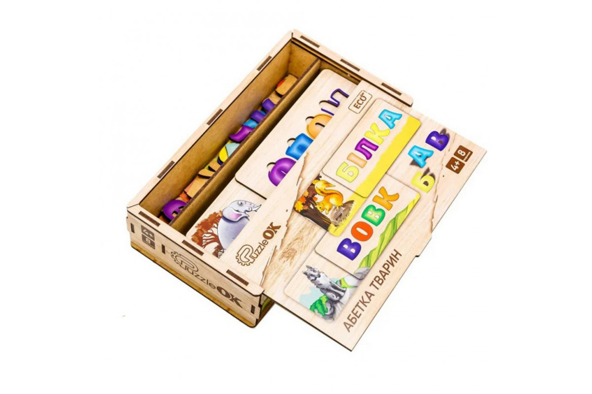 Розвиваюча дерев'яна іграшка-пазл Абетка тварин Puz-91768