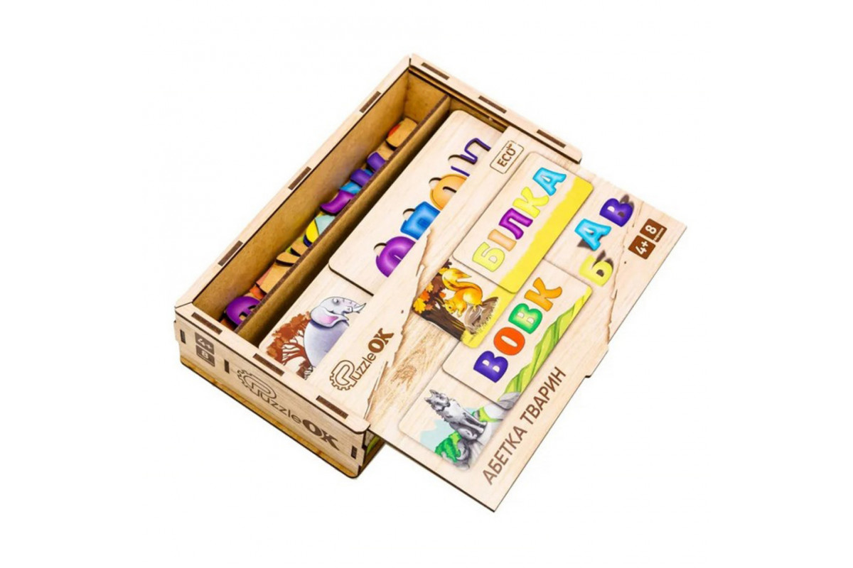 Розвиваюча дерев'яна іграшка-пазл Абетка тварин Puz-91768