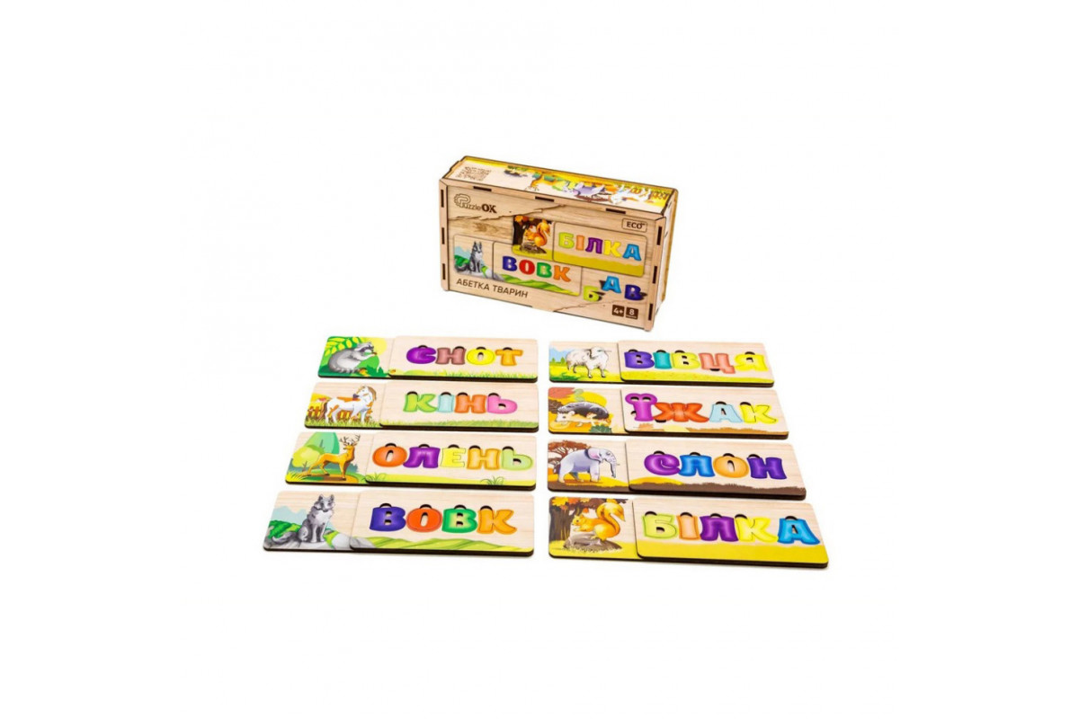 Розвиваюча дерев'яна іграшка-пазл Абетка тварин Puz-91768