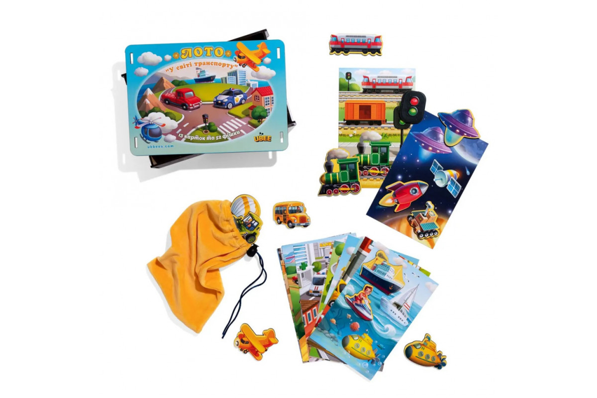 Настільна розвиваюча гра "Лото: транспорт" Ubumblebees (ПСФ082) PSF082, 52 фігурні фішки