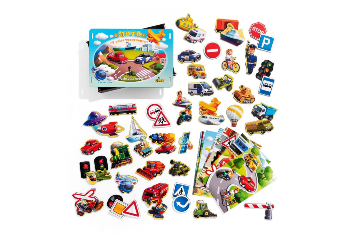Настільна розвиваюча гра "Лото: транспорт" Ubumblebees (ПСФ082) PSF082, 52 фігурні фішки