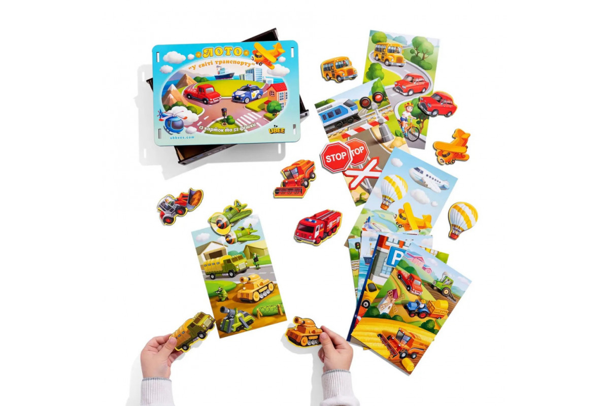Настільна розвиваюча гра "Лото: транспорт" Ubumblebees (ПСФ082) PSF082, 52 фігурні фішки