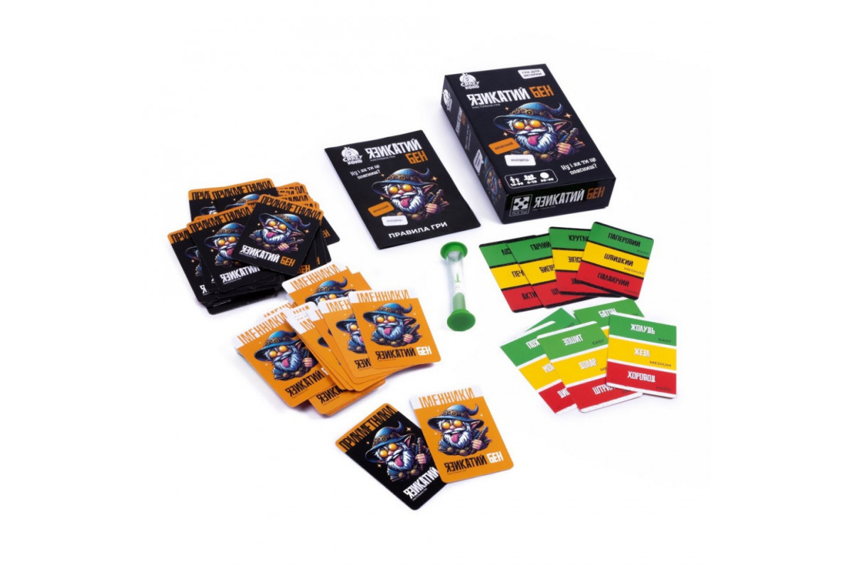 Карточная игра "Языкастый Бен" VT5903-04, 100 карточек, песочные часы