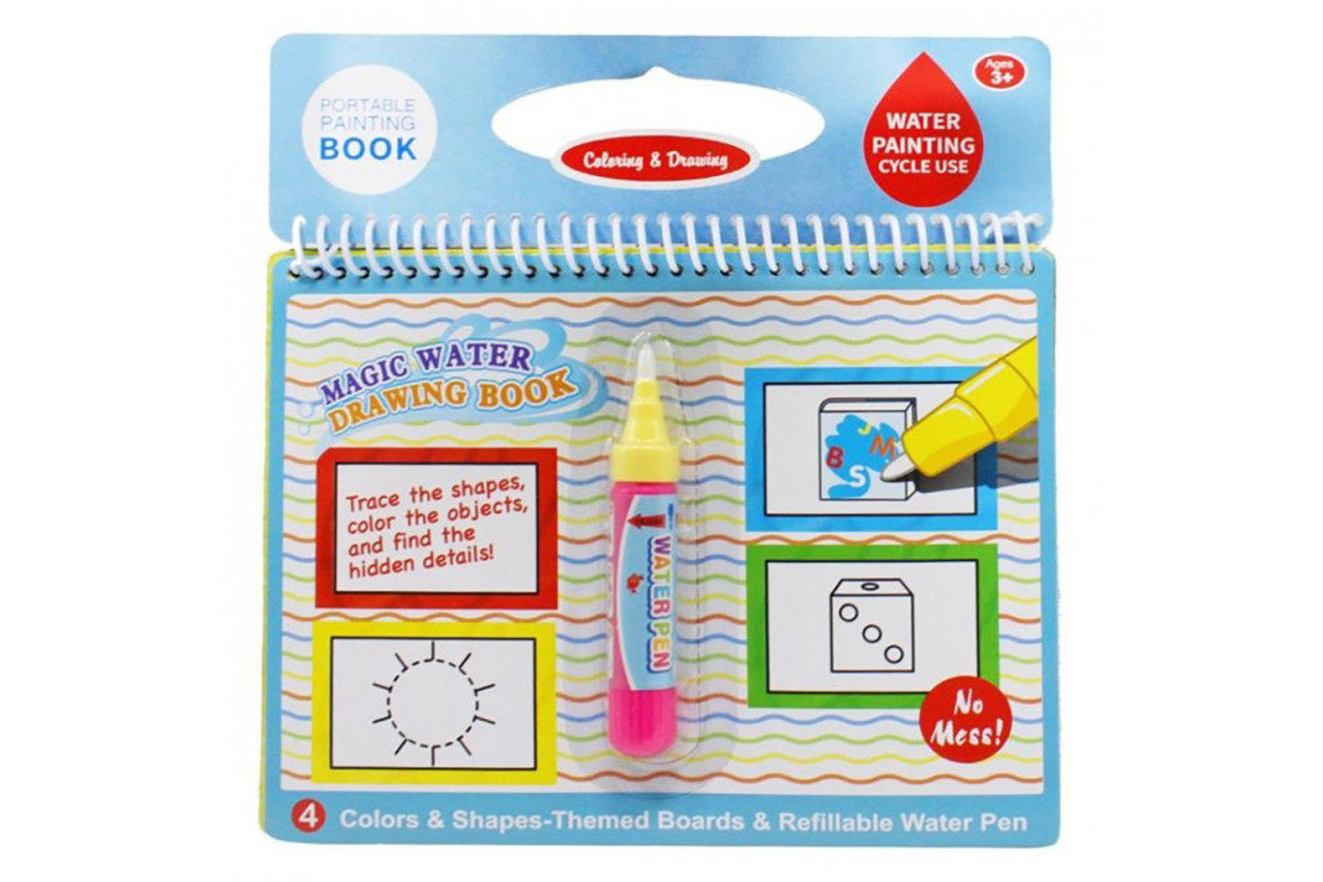 Книжка для рисования водой LT39 на пружине, картинки 4шт, маркер Вид 6