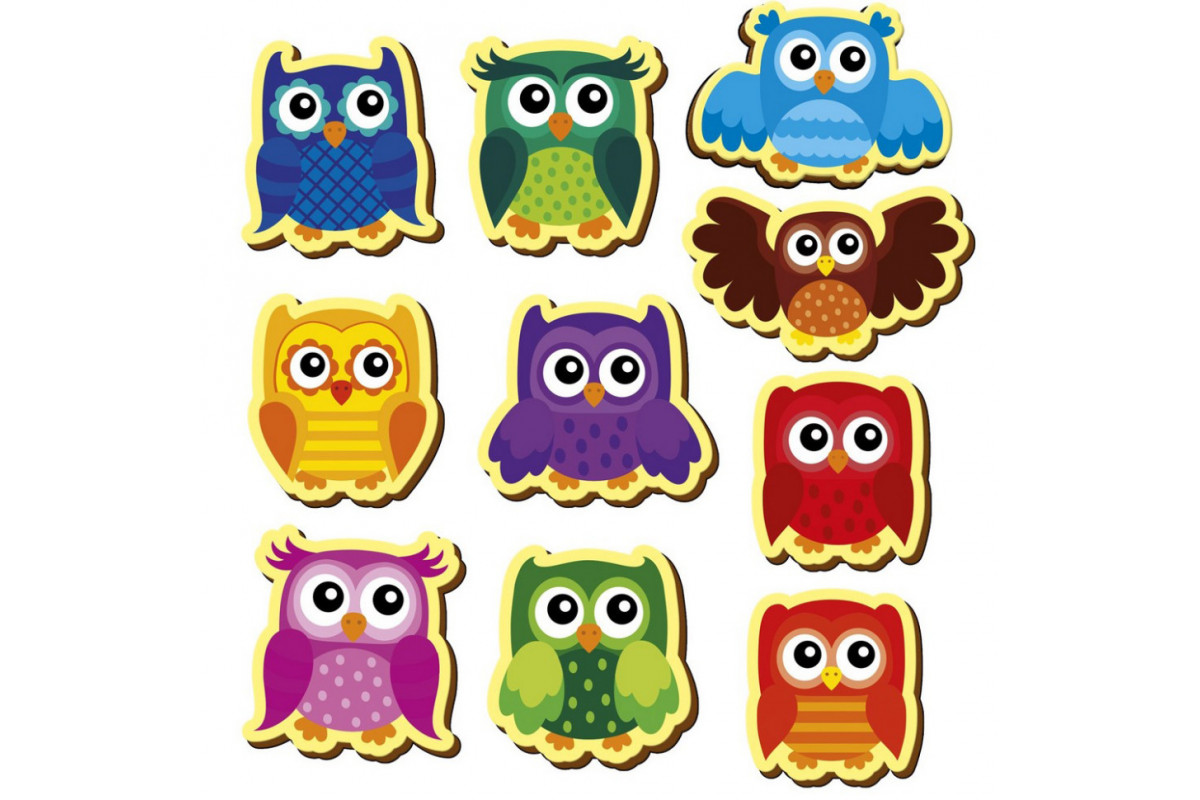 Дитячий набір магнітів "Кольорові совенята" VT3106-38, 10 магнітів