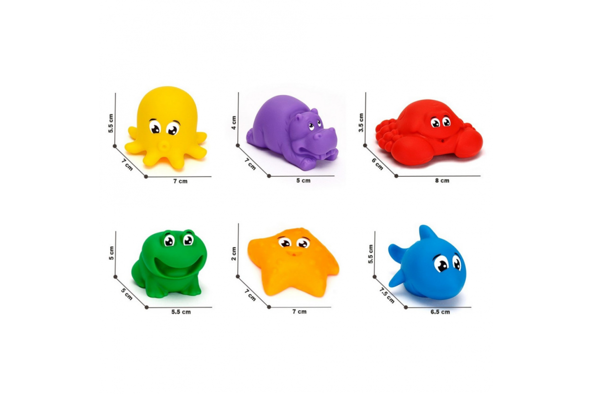 Набір для гри у ванній ТехноК 7464TXK, 6 фігурок тварин