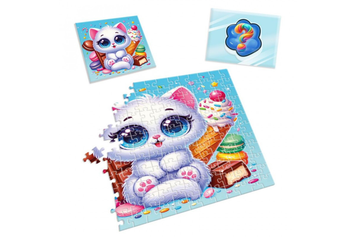 Детские пазлы с сюрпризом "Белый котенок" VT8030-03, 180 деталей