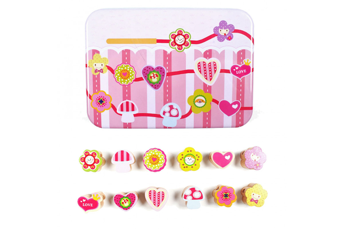 Деревянная игрушка Шнуровка Bambi MD 2334 в металлическом пенале Сердечки