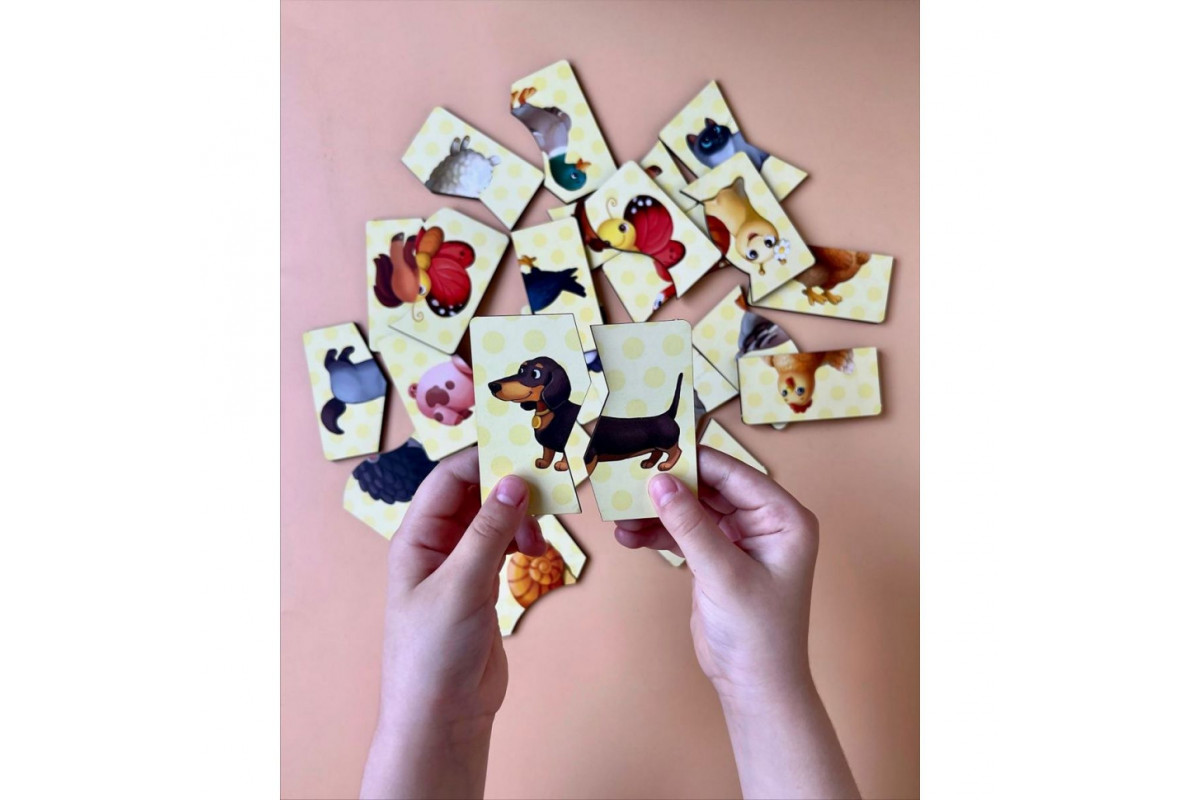 Настольная развивающая игра-пазл "Животные" Ubumblebees (ПСФ071) PSF071, 12 картинок-половинок