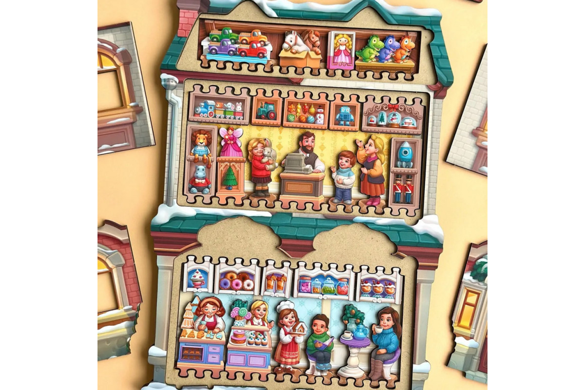 Двухслойный пазл-вкладыш "Магазин игрушек" PSD304 (ПСД304)