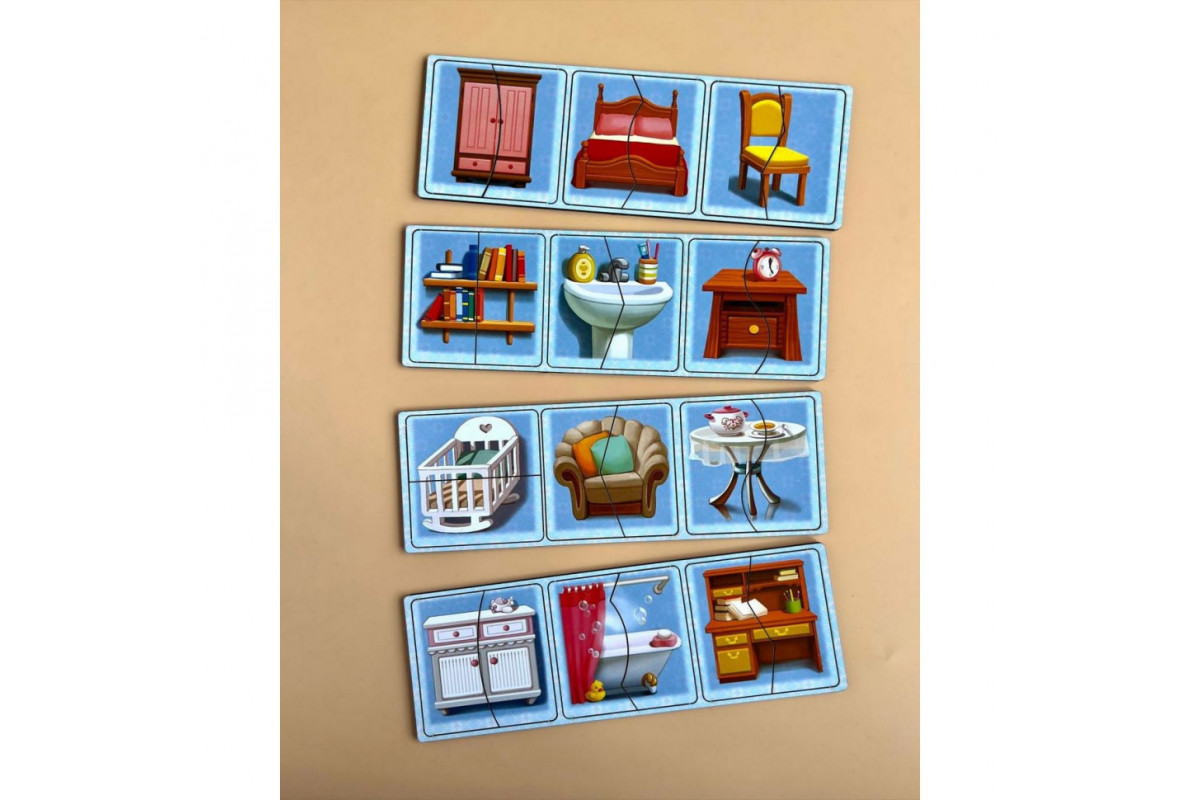 Настільна розвиваюча гра-пазл "Меблі" Ubumblebees (ПСФ072) PSF072, 12 картинок-половинок