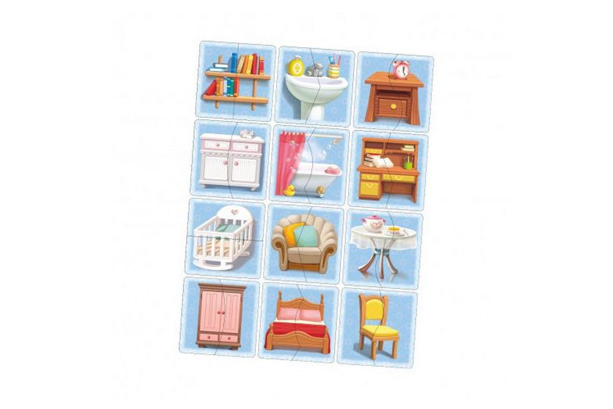 Настільна розвиваюча гра-пазл "Меблі" Ubumblebees (ПСФ072) PSF072, 12 картинок-половинок