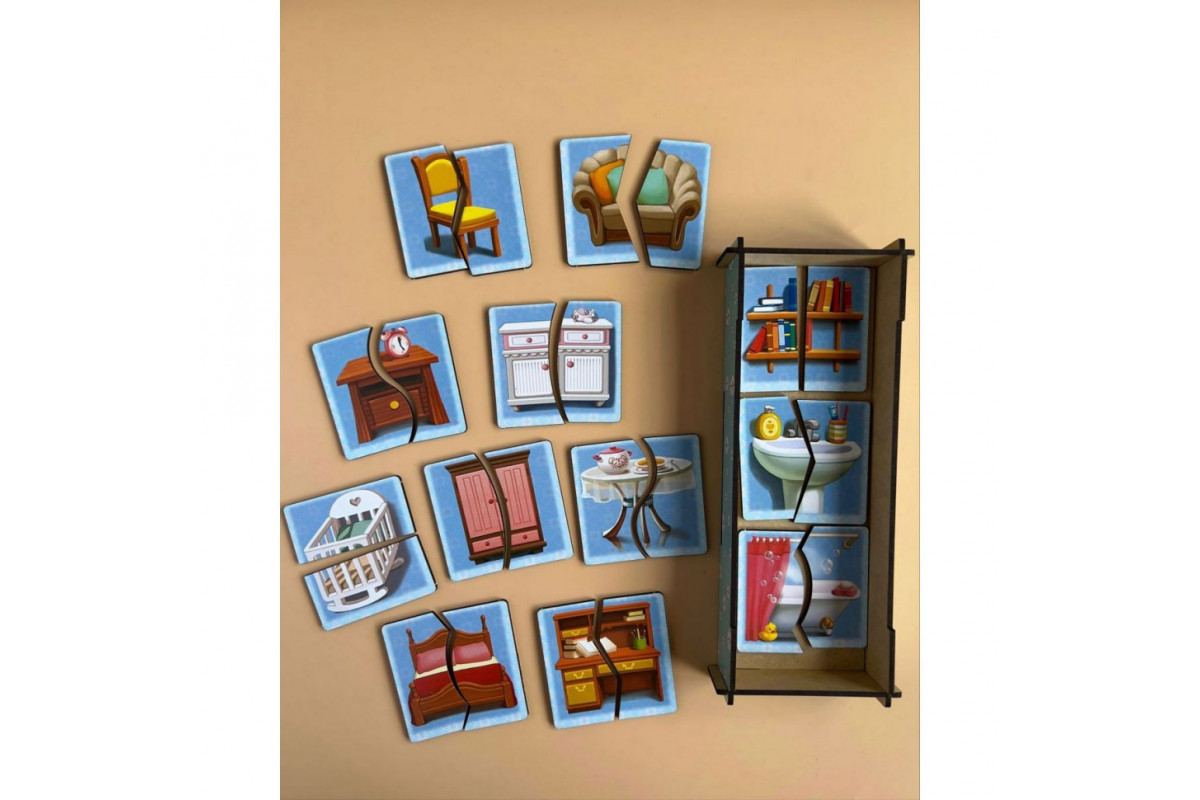 Настільна розвиваюча гра-пазл "Меблі" Ubumblebees (ПСФ072) PSF072, 12 картинок-половинок