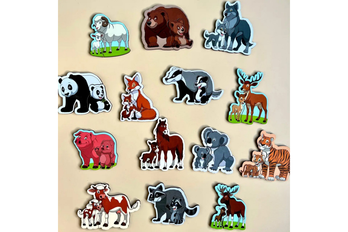 Дерев'яний пазл  "Мама і малюк" Ubumblebees (ПСД033) PSD033 кольоровий