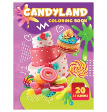 Дитяча розмальовка Candyland А06012506, 20 наліпок А4