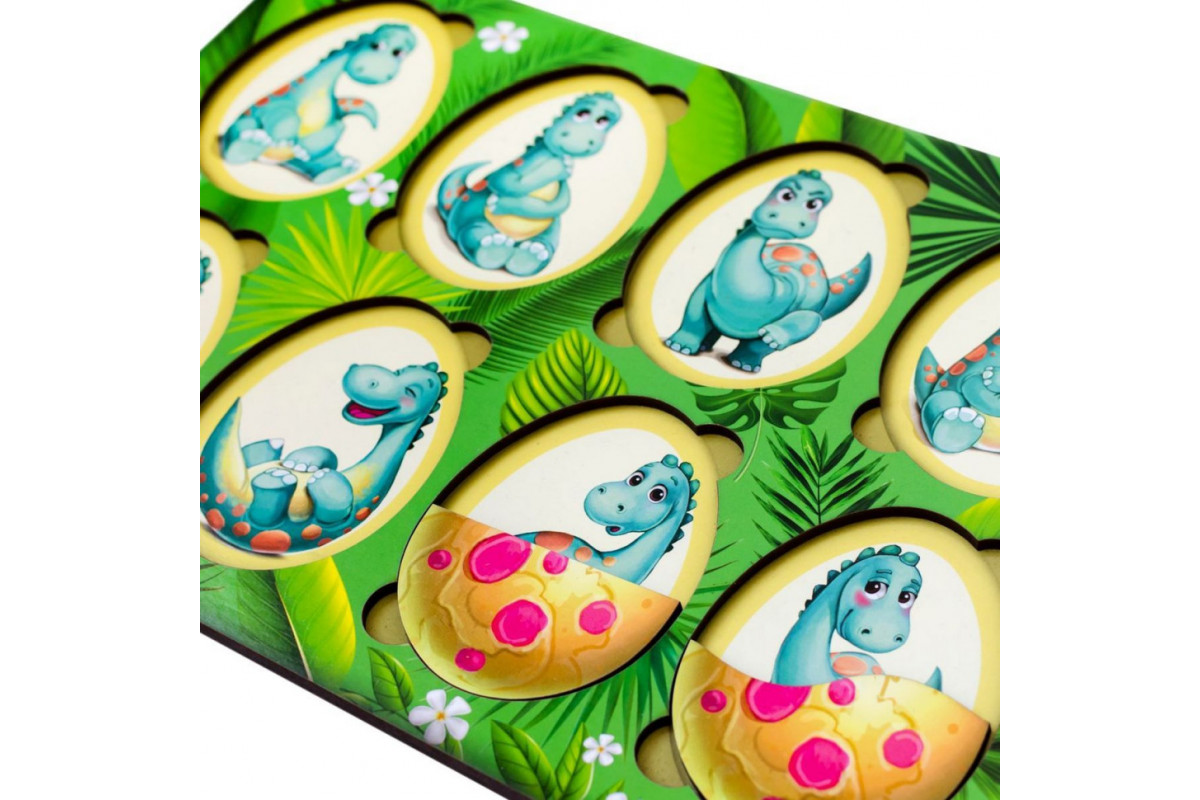 Дерев'яний пазл-вкладиш "Емоції Динозавриків" Ubumblebees (ПСД041) PSD041, 8 яєць