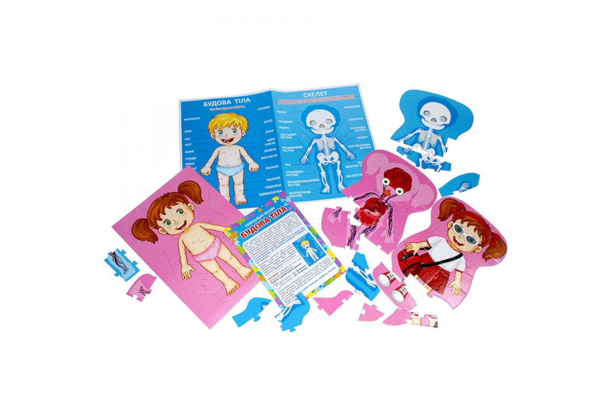 Навчальні пазли "Будова тіла" 13164012, 58 великих пазлів, плакат