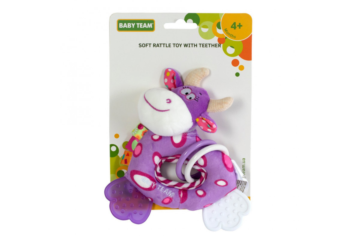 Детская погремушка с прорезывателем "Коровка" 8515_фіолетова_корівка