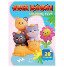 Дитяча розмальовка Cute Kawai А06012505, 20 наліпок А4