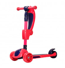 Самокат детский 3-х колесный HS2012 (RL7T) с сидушкой, светящиеся колеса PU Красный