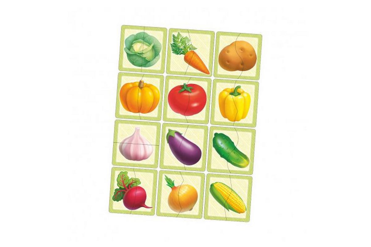 Настольная развивающая игра-пазл "Овощи" Ubumblebees (ПСФ074) PSF074, 12 картинок-половинок