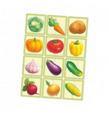 Настольная развивающая игра-пазл "Овощи" Ubumblebees (ПСФ074) PSF074, 12 картинок-половинок