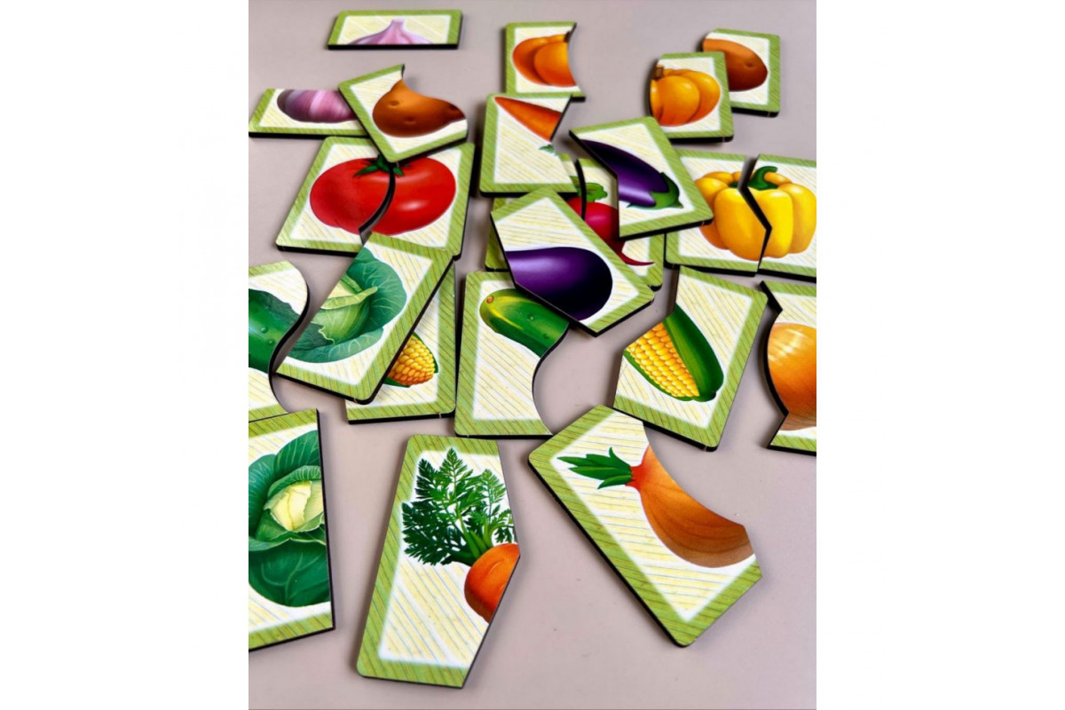 Настольная развивающая игра-пазл "Овощи" Ubumblebees (ПСФ074) PSF074, 12 картинок-половинок