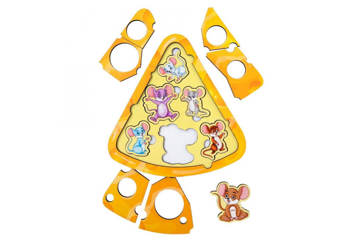 Дерев'яний пазл-вкладиш "Мишки в сирі" Ubumblebees (ПСД042) PSD042 сортер-головоломка