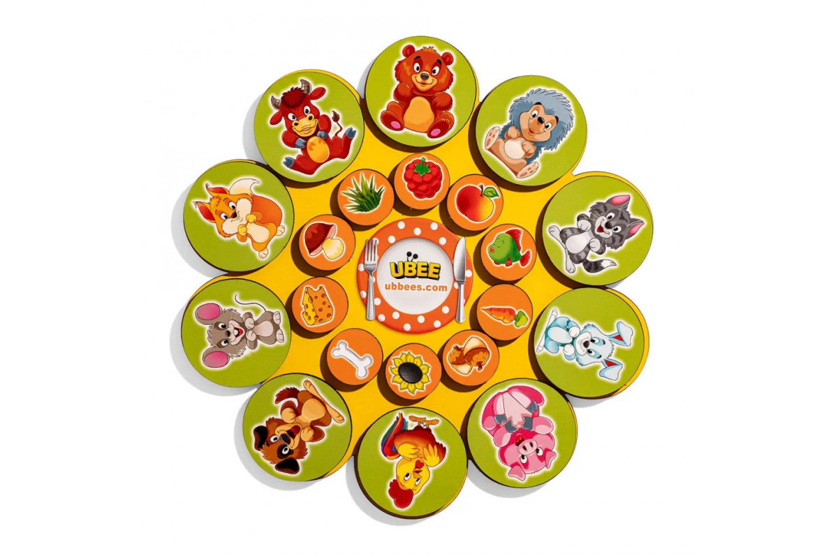 Дерев'яний дитячий сортер "Хто що їсть" (ПСД276) PSD276 на липучках