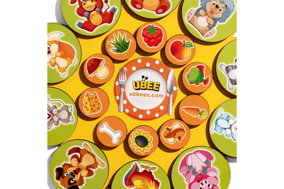 Дерев'яний дитячий сортер "Хто що їсть" (ПСД276) PSD276 на липучках