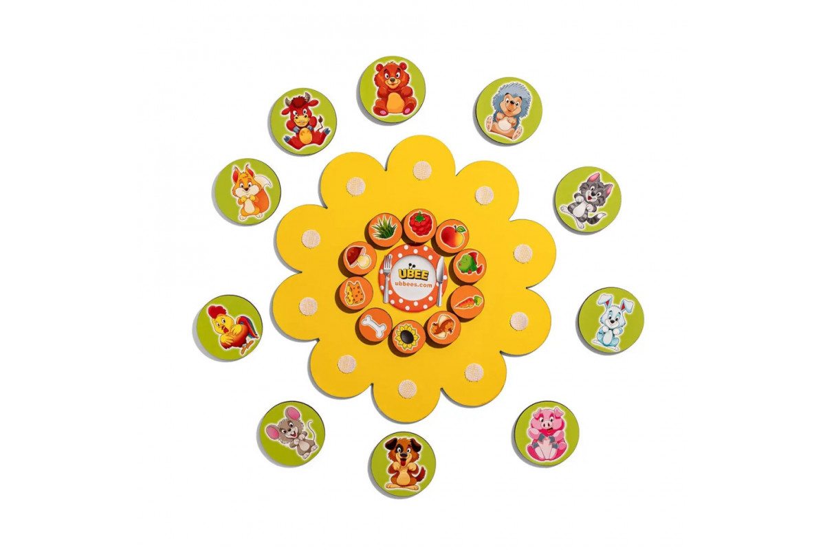 Дерев'яний дитячий сортер "Хто що їсть" (ПСД276) PSD276 на липучках