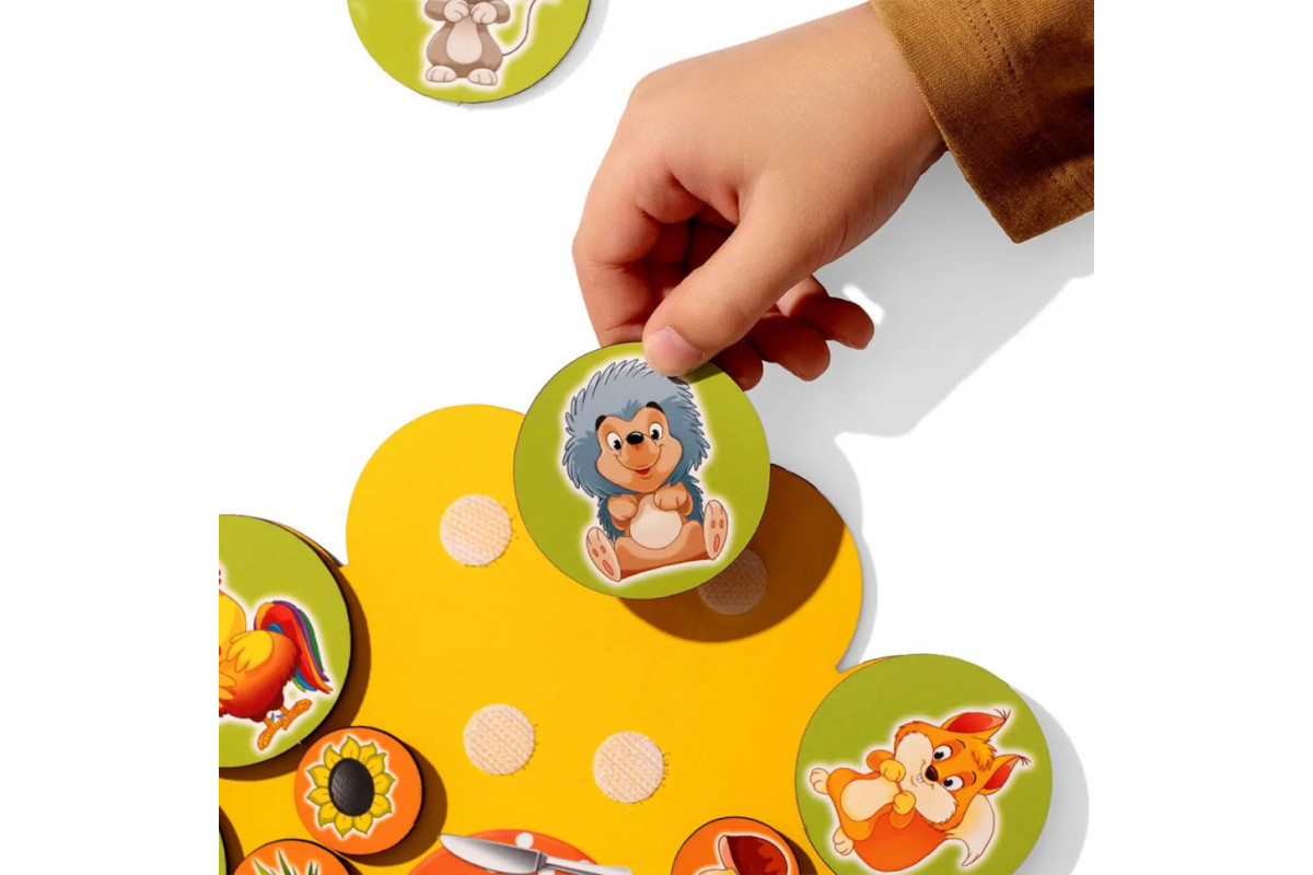 Дерев'яний дитячий сортер "Хто що їсть" (ПСД276) PSD276 на липучках