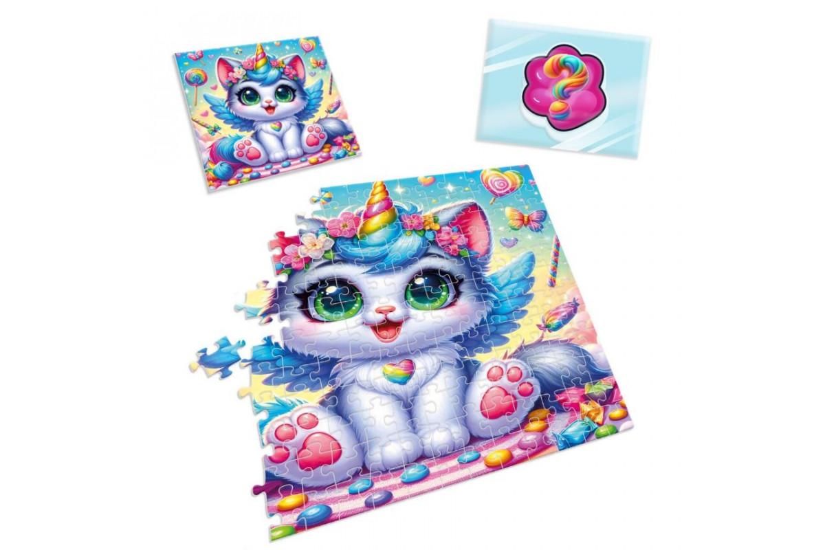 Детские пазлы с сюрпризом "Котик-единорожка" VT8030-07, 180 деталей