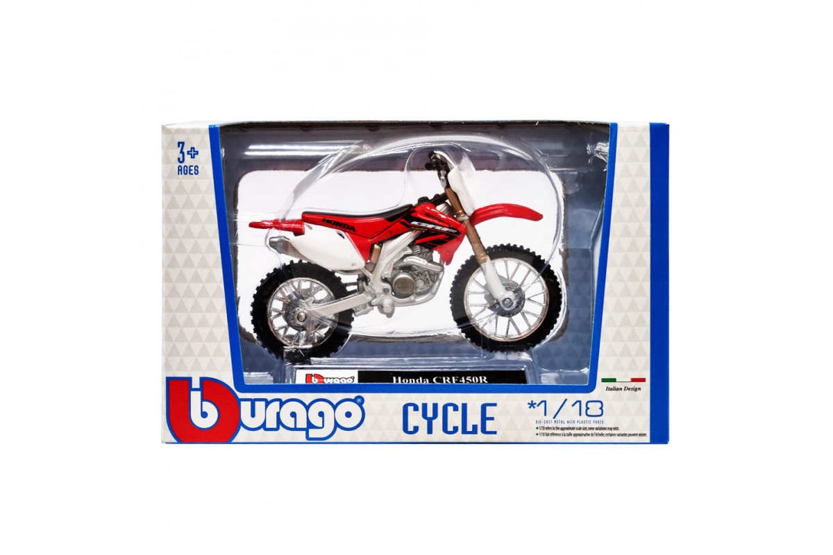 Детская модель Мотоцикла "Honda CRF450R" Bburago 18-51030-10 масштаб 1:18