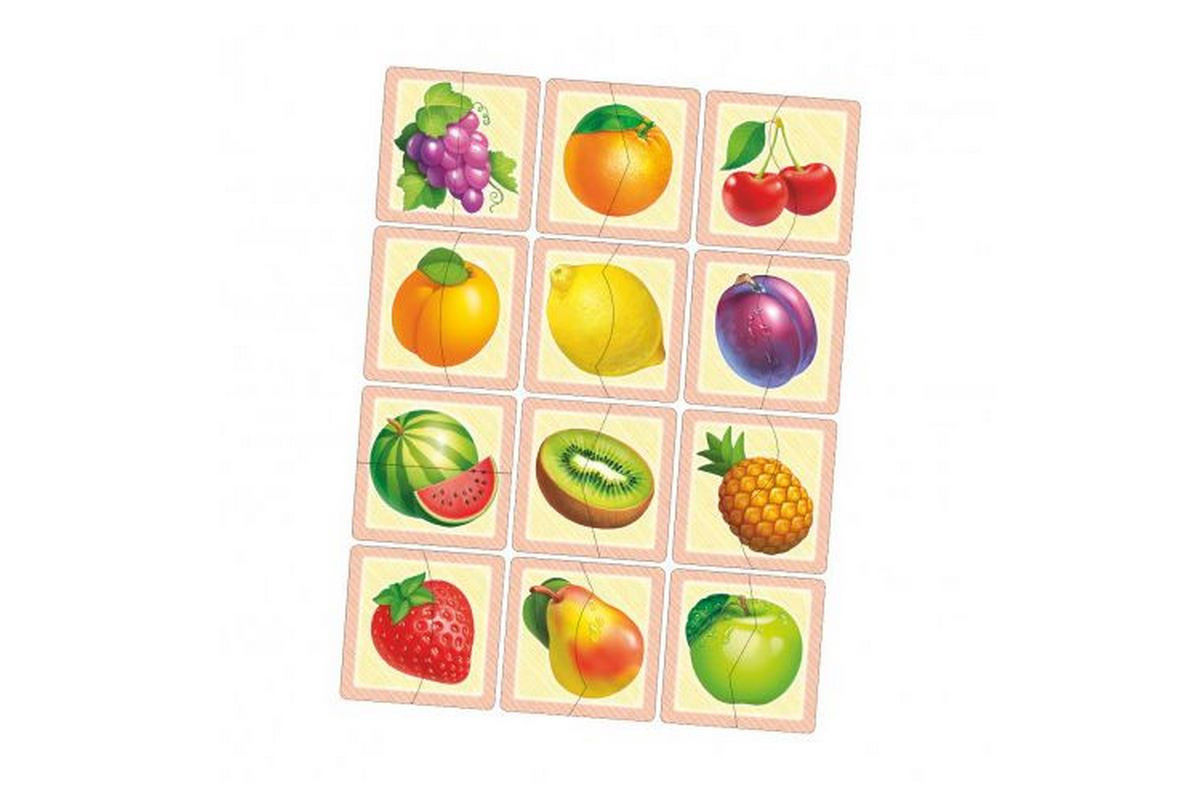 Настольная развивающая игра-пазл "Фрукты" Ubumblebees (ПСФ075) PSF075, 12 картинок-половин