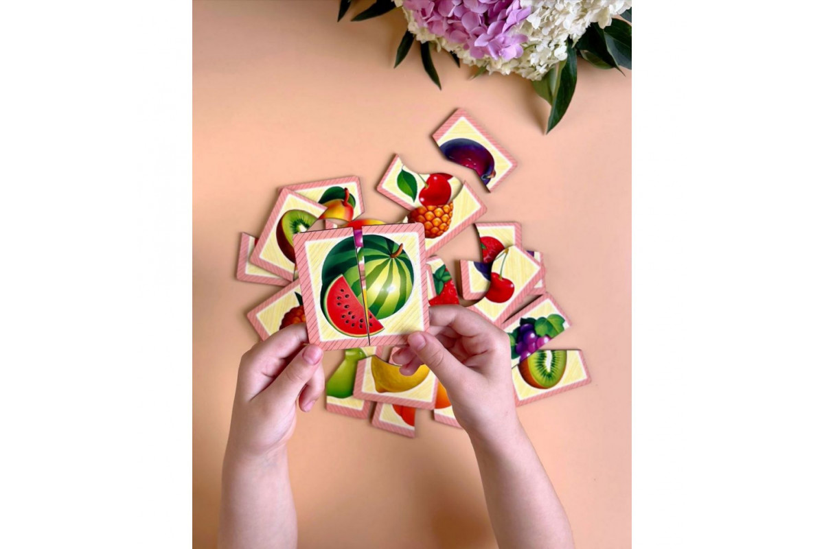 Настольная развивающая игра-пазл "Фрукты" Ubumblebees (ПСФ075) PSF075, 12 картинок-половин