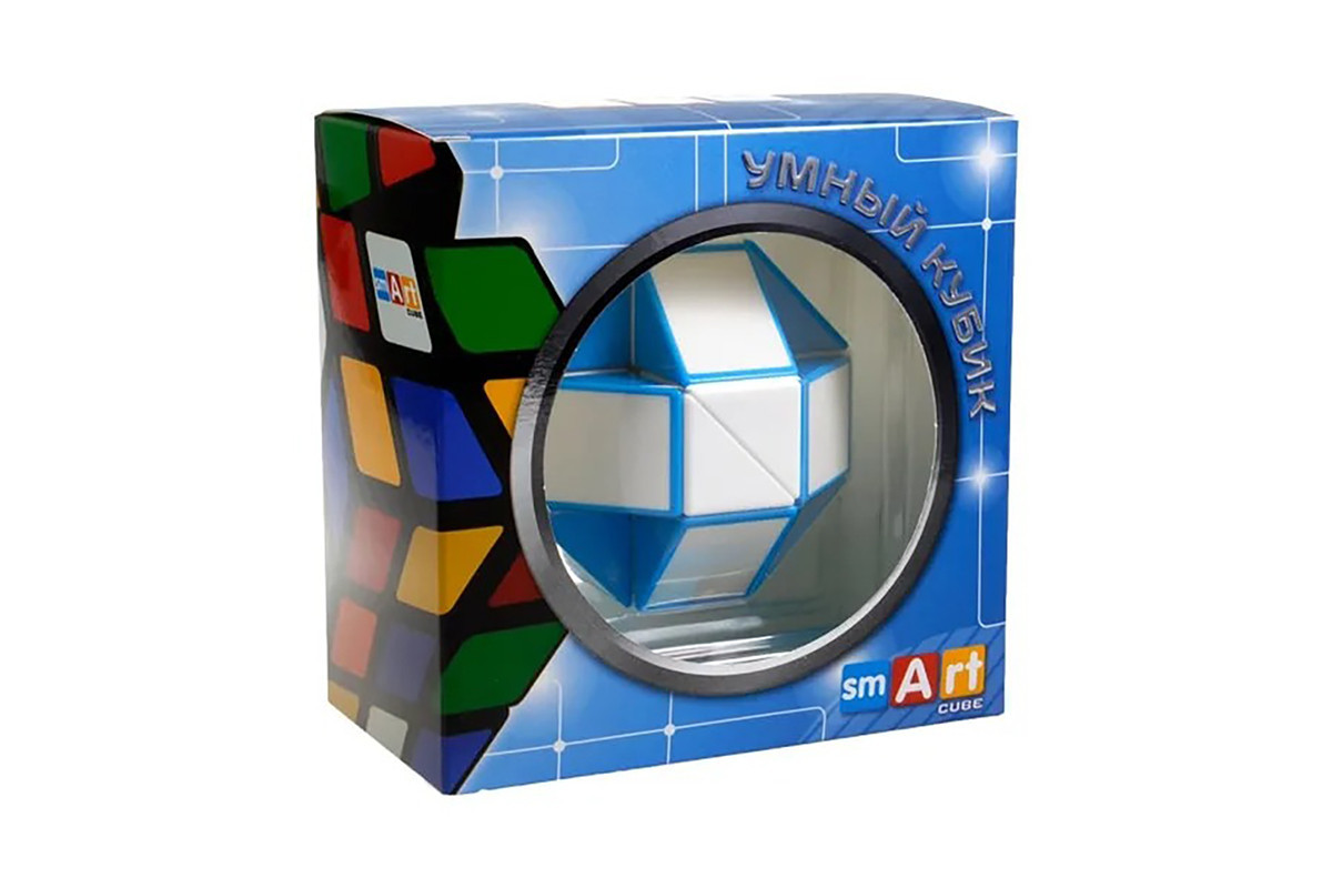 Змейка Рубика Smart Cube бело-голубая SCT401 в коробке