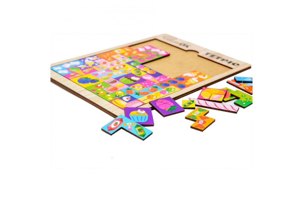 Розвиваюча дерев'яна іграшка "Тетріс Солодощі" Puz-22923