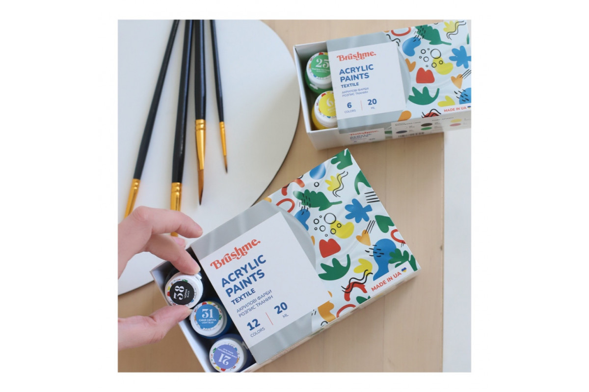 Акриловая текстильная краска Набор 4001 Brushme AP4001 6 цветов