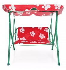 Качели садовые M 4019-1 металл, крыша, красно-белый