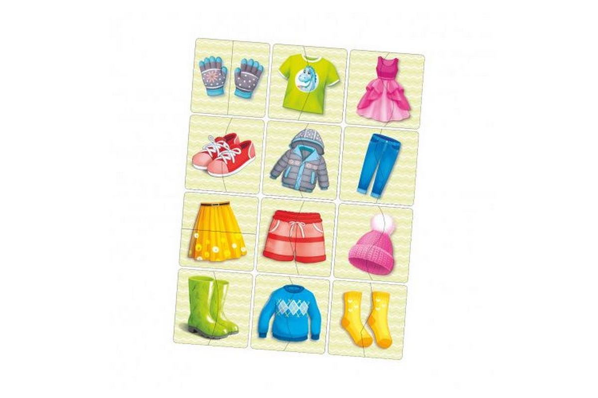 Настольная развивающая игра-пазл "Одежда и обувь" Ubumblebees (ПСФ076) PSF076, 12 картинок-половинок